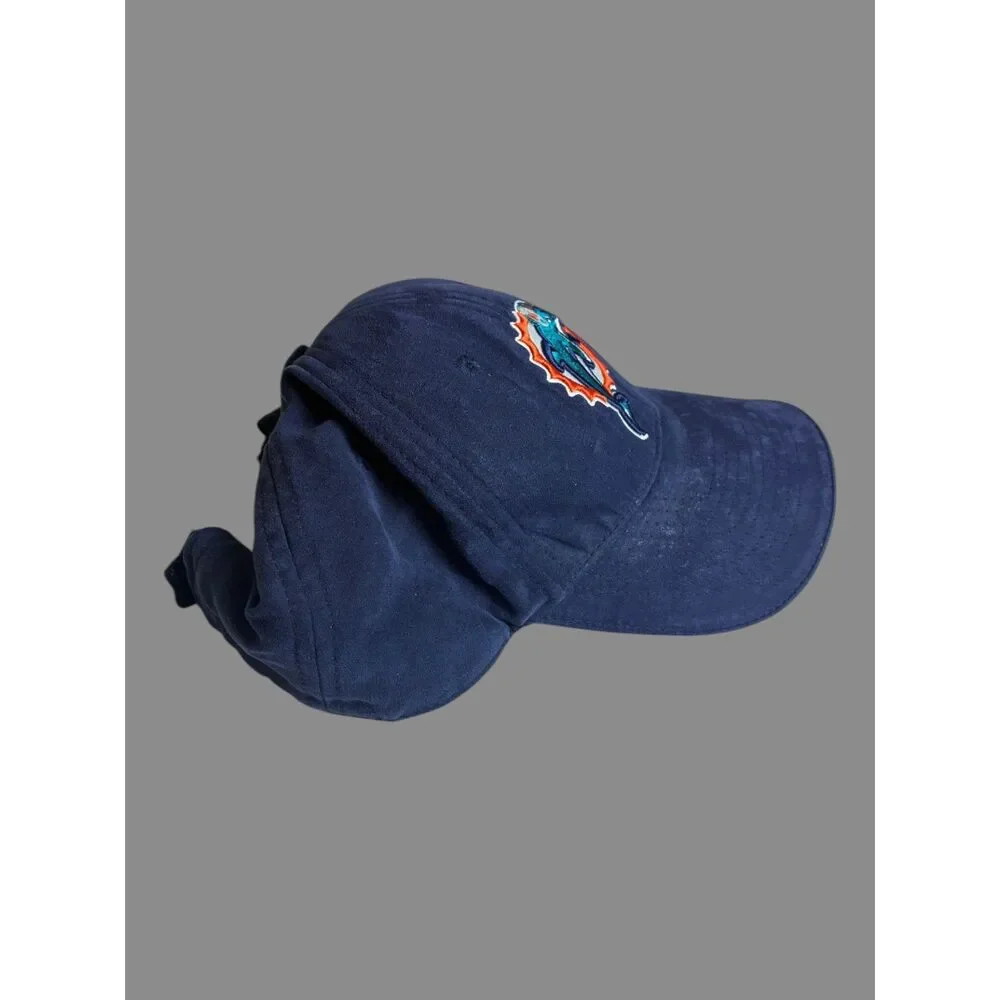 Vintage Reebok Miami Dolphins NFL Adjustable Strapback Hat Navy Cap 59CM